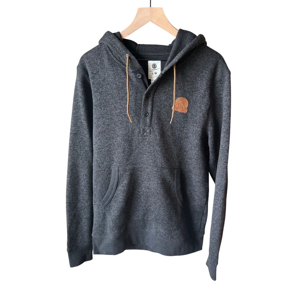 Element Charcoal Gray Heathered Fleece Henley Hoodie Size L